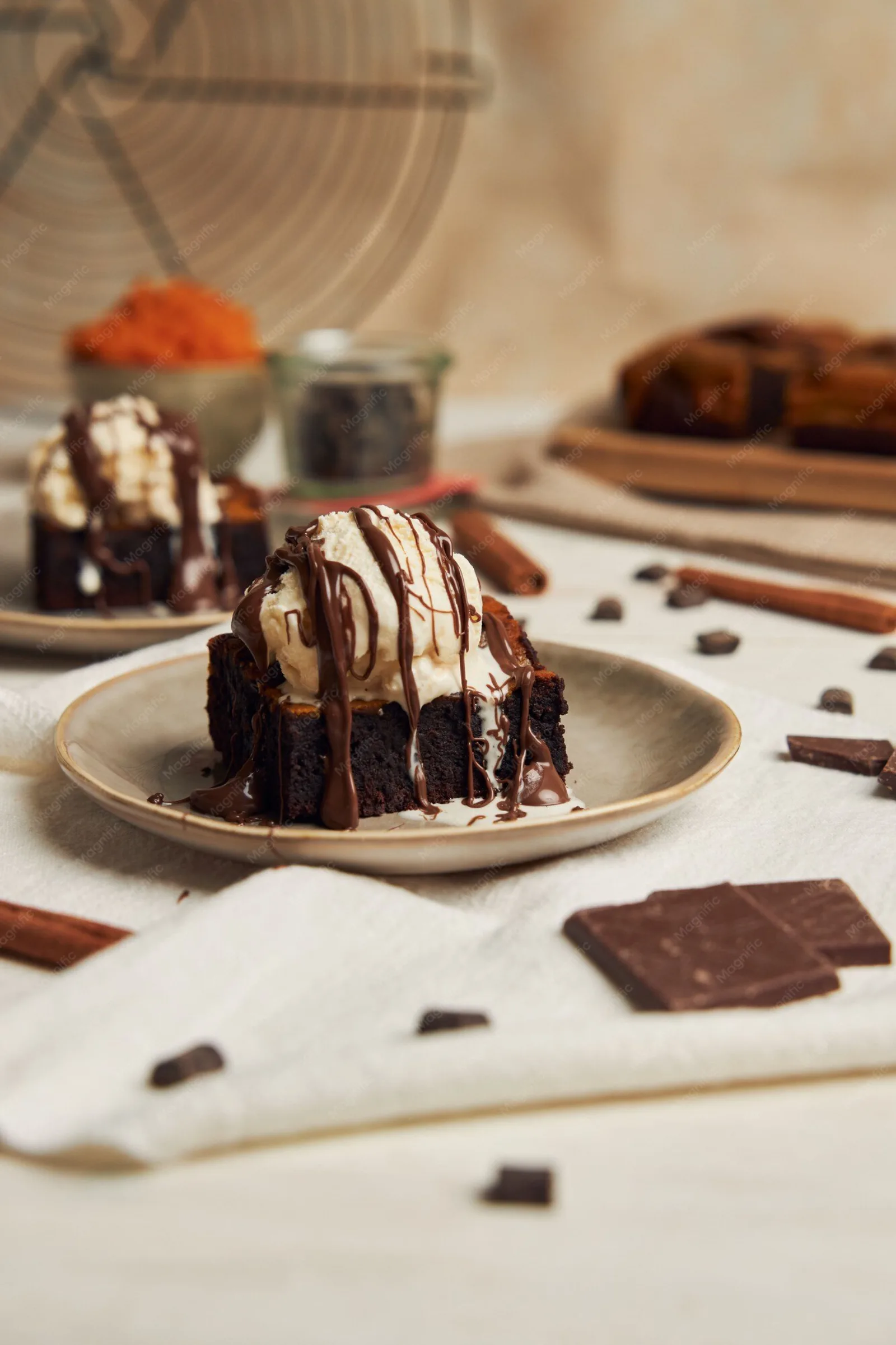 Hot walnut brownie